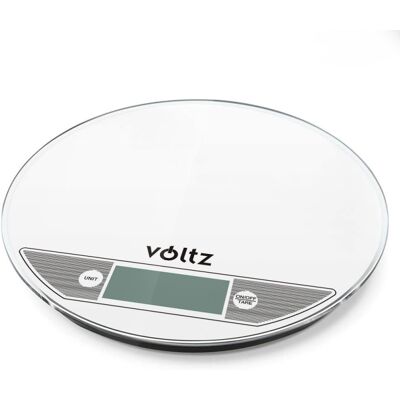 Ζυγαριά κουζίνας Voltz V51651F, 5 kg, ποτήρι, TARA, Στρογγυλό, Λευκό Ζυγαριά κουζίνας Voltz V51651F, 5 kg, ποτήρι, TARA, Στρογγυλό, Λευκό