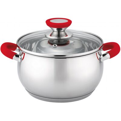 Κατσαρόλα Oliver Voltz OV51210N28, 28 cm, 10.45 l, Επαγωγή, Κόκκινες λαβές από σιλικόνη, Inox/Κόκκινος Κατσαρόλα Oliver Voltz OV51210N28, 28 cm, 10.45 l, Επαγωγή, Κόκκινες λαβές από σιλικόνη, Inox/Κόκκινος