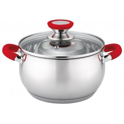 Κατσαρόλα Oliver Voltz OV51210N26, 26cm, 7.7l, Επαγωγή, Λαβές από σιλικόνη , Inox/Κόκκινος Κατσαρόλα Oliver Voltz OV51210N26, 26cm, 7.7l, Επαγωγή, Λαβές από σιλικόνη , Inox/Κόκκινος