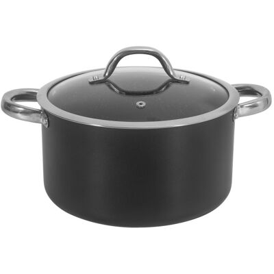 Κατσαρόλα Oliver Voltz OV54418N20D, 20 cm, 3.3 l, Γυάλινο καπάκι, Μαρμάρινο φινίρισμα, Επαγωγή, Μαύρο Κατσαρόλα Oliver Voltz OV54418N20D, 20 cm, 3.3 l, Γυάλινο καπάκι, Μαρμάρινο φινίρισμα, Επαγωγή, Μαύρο