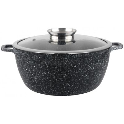 Κατσαρόλα με καπάκι Oliver Voltz OV54318C26, Ø26x12 cm, 5.5 l, Χυτό αλουμίνιο, Κεραμικό μαρμάρινο φινίρισμα, Μαύρο Κατσαρόλα με καπάκι Oliver Voltz OV54318C26, Ø26x12 cm, 5.5 l, Χυτό αλουμίνιο, Κεραμικό μαρμάρινο φινίρισμα, Μαύρο