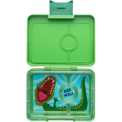 Yumbox Yumbox Snack 3-sections Jurassic Green / Dinosaur tray Yumbox Yumbox Snack 3-sections Jurassic Green / Dinosaur tray