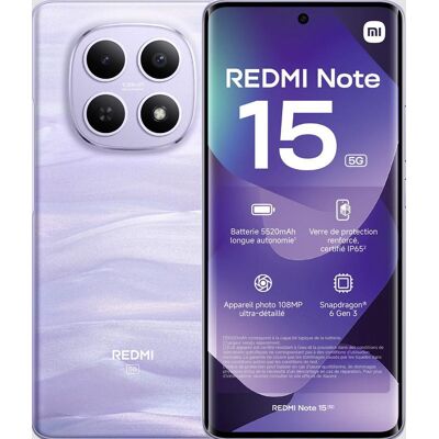 Xiaomi Redmi Note 15 6GB RAM 128GB Storage 6.77" Display 5G Dual SIM Mist Purple - Italy Version Xiaomi Redmi Note 15 6GB RAM 128GB Storage 6.77" Display 5G Dual SIM Mist Purple - Italy Version