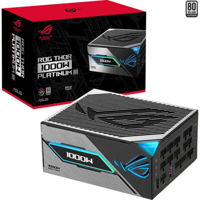 Asus ROG Thor 1000W Platinum III Power Supply (Black, 1x 12-Pin High Power GPU Connector, 4x PCIe, Fully Modular, 1000 Watts) Asus ROG Thor 1000W Platinum III Power Supply (Black, 1x 12-Pin High Power GPU Connector, 4x PCIe, Fully Modular, 1000 Watts)