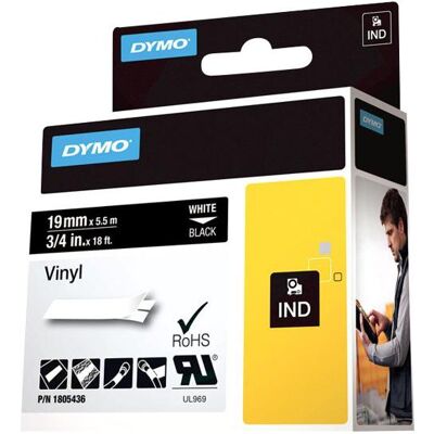 Dymo Vinyl Label Tape White on Black (1805436) Dymo Vinyl Label Tape White on Black (1805436)
