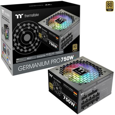 Thermaltake Germanium Pro RGB 750W (schwarz, 1x 12-Pin High Power GPU, 4x PCIe, Kabelmanagement, 750 Watt) Thermaltake Germanium Pro RGB 750W (schwarz, 1x 12-Pin High Power GPU, 4x PCIe, Kabelmanagement, 750 Watt)