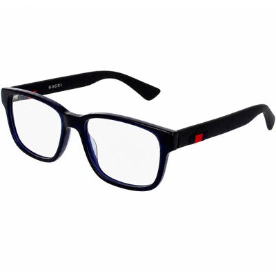 Gucci Men's Eyeglasses GG0011O-008 - Blue Acetate Frame, Lens/Bridge/Temple Size 55/17/145 mm 55/17145 Gucci Men's Eyeglasses GG0011O-008 - Blue Acetate Frame, Lens/Bridge/Temple Size 55/17/145 mm 55/17145