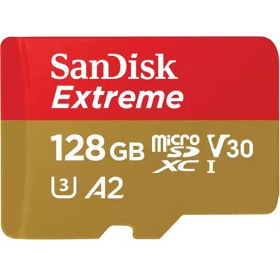 SanDisk Extreme 128 GB microSDXC (UHS-I U3, Class 10, V30, A2) SanDisk Extreme 128 GB microSDXC (UHS-I U3, Class 10, V30, A2)
