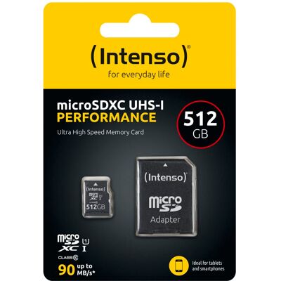 Intenso microSDXC 512GB C10 UHS-I U1 Performance Adapter Intenso microSDXC 512GB C10 UHS-I U1 Performance Adapter