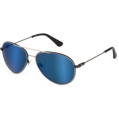 Police Men's Sunglasses Model SPLL11-62K07B with Metal Frame, Multicolored Mirror Lenses, Size 62/15/145 mm Police Men's Sunglasses Model SPLL11-62K07B with Metal Frame, Multicolored Mirror Lenses, Size 62/15/145 mm