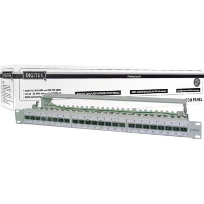 Digitus Patchpanel 1HE 24-Port Cat6a geschirmt lichtgrau Digitus Patchpanel 1HE 24-Port Cat6a geschirmt lichtgrau