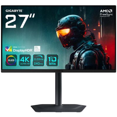 GIGABYTE MO27U2 OLED 4K UHD Gaming Monitor - 3840 x 2160, 240Hz, 0.03ms, 1000 cd/m2, Display HDR True Black 400, HDMI 2.1, Displayport 1.4 GIGABYTE MO27U2 OLED 4K UHD Gaming Monitor - 3840 x 2160, 240Hz, 0.03ms, 1000 cd/m2, Display HDR True Black 400, HDMI 2.1, Displayport 1.4