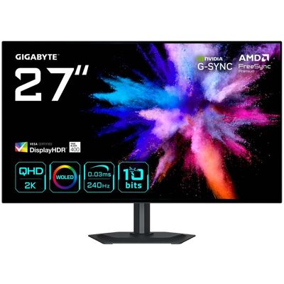 GIGABYTE GO27Q24G 27” OLED 2K QHD Gaming Monitor - 2560 x 1440, 240Hz, 0.03ms, 275 cd/m2, FreeSync Premium, G-Sync Compatible, HDMI 2.1, Displayport 1.4 GIGABYTE GO27Q24G 27” OLED 2K QHD Gaming Monitor - 2560 x 1440, 240Hz, 0.03ms, 275 cd/m2, FreeSync Premium, G-Sync Compatible, HDMI 2.1, Displayport 1.4