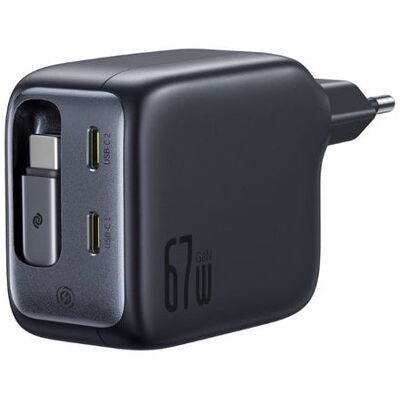 Baseus EnerCore CJ11 Charger Retractable 3C 67W EU, Black Baseus EnerCore CJ11 Charger Retractable 3C 67W EU, Black