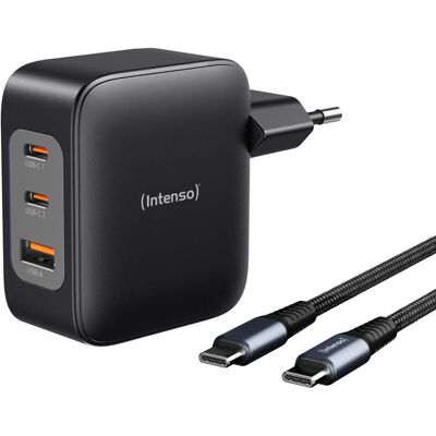 Intenso Τροφοδοτικό 100W GaN 2x USB-C 1x USB-A συμπεριλαμβανομένου καλωδίου 2m Intenso Τροφοδοτικό 100W GaN 2x USB-C 1x USB-A συμπεριλαμβανομένου καλωδίου 2m