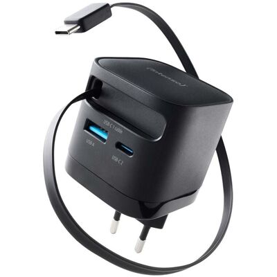 Intenso Power Adapt. W65ACIC 65W 2xUSB-C/USB-A ausziehb.Kab. schw Intenso Power Adapt. W65ACIC 65W 2xUSB-C/USB-A ausziehb.Kab. schw