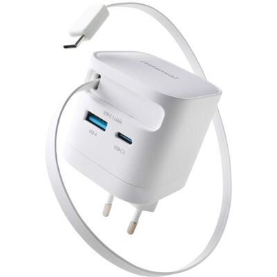 Intenso Power Adapt. W65ACIC 65W 2xUSB-C/USB-A ausziehb.Kab. weià Intenso Power Adapt. W65ACIC 65W 2xUSB-C/USB-A ausziehb.Kab. weiÃ