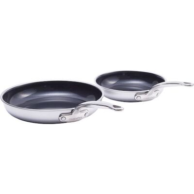 GreenPan Premiere 2-Piece Frying Pan Set, 20 cm and 28 cm Stainless Steel GreenPan Premiere 2-Piece Frying Pan Set, 20 cm and 28 cm Stainless Steel