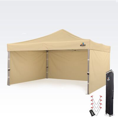 BRIMO - Gazebo 4x4m - 3 πλήρεις τοίχοι - μπεζ - Gazebo BRIMO - Gazebo 4x4m - 3 πλήρεις τοίχοι - μπεζ - Gazebo