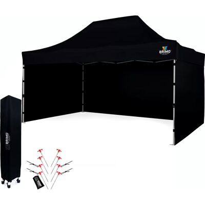 BRIMO - Gazebo 3x4,5m - Μαύρο - 3 τοίχοι - Gazebo BRIMO - Gazebo 3x4,5m - Μαύρο - 3 τοίχοι - Gazebo