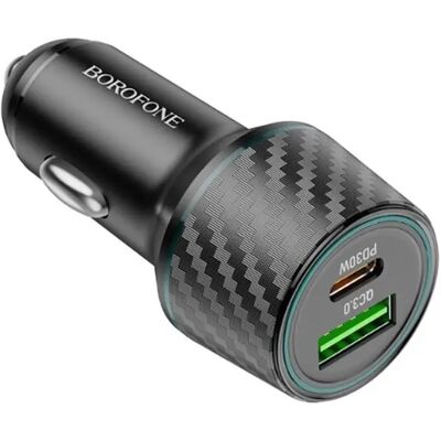 Borofone Brilliant Double Car Charger 1x USB QC 1x USB-C 48W Black (BZ21) Borofone Brilliant Double Car Charger 1x USB QC 1x USB-C 48W Black (BZ21)