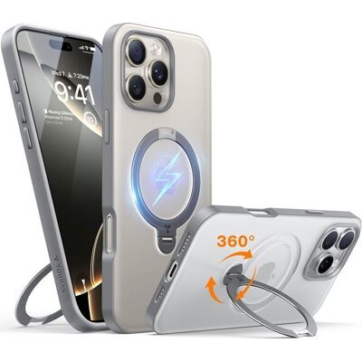 Θήκη Torras Ostand Spin MagSafe Kickstand Clear Grey iPhone 16 Pro Max Θήκη Torras Ostand Spin MagSafe Kickstand Clear Grey iPhone 16 Pro Max