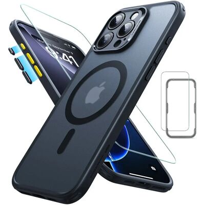 (2+1 Pack) Full Protection Pro Set ESR Classic HaloLock MagSafe Frosted Black iPhone 16 Pro (2+1 Pack) Full Protection Pro Set ESR Classic HaloLock MagSafe Frosted Black iPhone 16 Pro