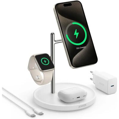 Anker 3in1 Qi2 MagGo Charging Station White (B25M3322) Anker 3in1 Qi2 MagGo Charging Station White (B25M3322)