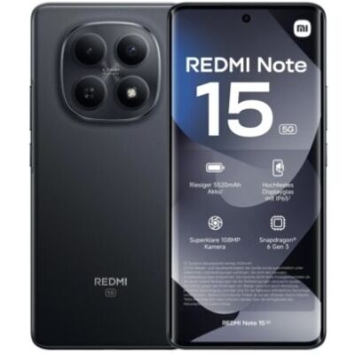 Xiaomi Redmi Note 15 5G 128GB (6GB Ram) Dual-Sim Midnight Black EU Xiaomi Redmi Note 15 5G 128GB (6GB Ram) Dual-Sim Midnight Black EU