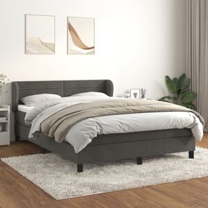 vidaXL sötétszürke bársony rugós ágy matraccal 140x200 cm