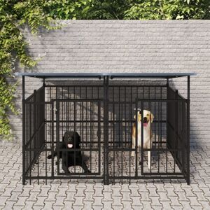 vidaXL acél kültéri kutyakennel tetővel 3,75 m²