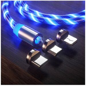 Lenyűgözően villogó mágneses USB töltőkábel cserélhető fejekkel - kék (BBL)
