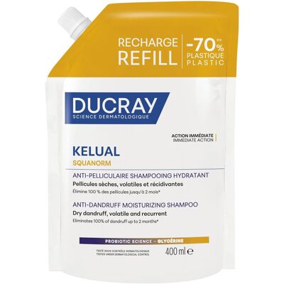 DUCRAY Kelual Squanorm hidratáló sampon, száraz, korpás hajra, 400 ml utántöltő DUCRAY Kelual Squanorm hidratáló sampon, száraz, korpás hajra, 400 ml utántöltő