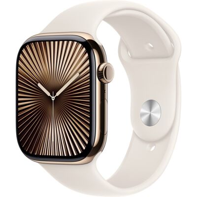 Apple Watch Series 10 42mm Cellular Gold Titanium Case with Starlight Sport Band - M/L Apple Watch Series 10 42mm Cellular Gold Titanium Case with Starlight Sport Band - M/L