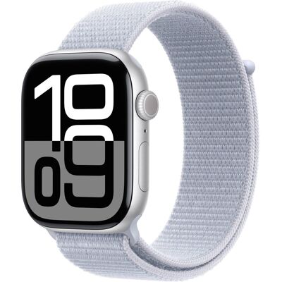 Apple Watch Series 10 46 mm Ezüst alumíniumtok Felhőkék sportszíjjal Apple Watch Series 10 46 mm Ezüst alumíniumtok Felhőkék sportszíjjal