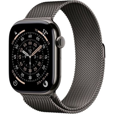 Apple Watch Series 11 Cellular 46mm Palaszürke titán tok Palaszürke milánói szíjjal - S/M Apple Watch Series 11 Cellular 46mm Palaszürke titán tok Palaszürke milánói szíjjal - S/M