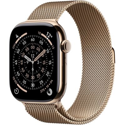 Apple Watch Series 11 Cellular 46mm Arany titán tok Arany milánói szíjjal - S/M Apple Watch Series 11 Cellular 46mm Arany titán tok Arany milánói szíjjal - S/M