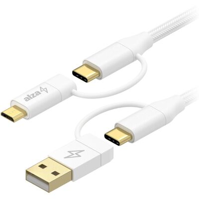 AlzaPower MultiCore 4in1 USB 60W 480Mbps 1m fehér AlzaPower MultiCore 4in1 USB 60W 480Mbps 1m fehér