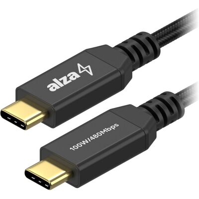 AlzaPower AluCore USB-C to USB-C 2.0, 5A, 100W, 2m, fekete AlzaPower AluCore USB-C to USB-C 2.0, 5A, 100W, 2m, fekete