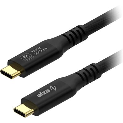 AlzaPower AluCore USB-C to USB-C 3.2 Gen 2 100W 20Gbps, 1 m, fekete AlzaPower AluCore USB-C to USB-C 3.2 Gen 2 100W 20Gbps, 1 m, fekete
