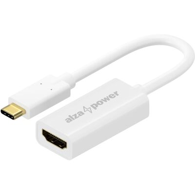 AlzaPower USB-C (M) - HDMI 2.0 4K 60Hz (F) 0.1 m, fehér AlzaPower USB-C (M) - HDMI 2.0 4K 60Hz (F) 0.1 m, fehér