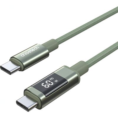 ChoeTech PD60W USB-C to USB-C Digital Display 1,2 m Nylon Cable, Dark Green ChoeTech PD60W USB-C to USB-C Digital Display 1,2 m Nylon Cable, Dark Green