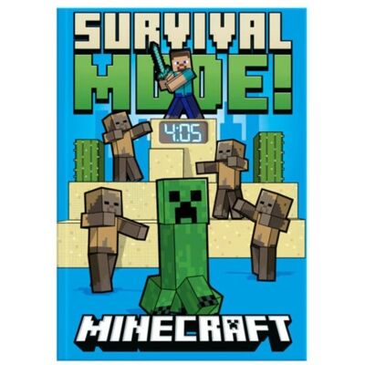 PALADONE Minecraft - Survival Mode – jegyzetfüzet LED órával PALADONE Minecraft - Survival Mode – jegyzetfüzet LED órával