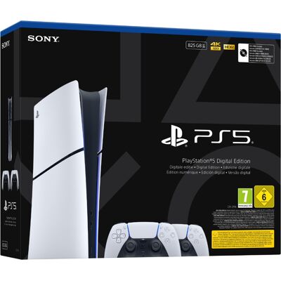 Sony PlayStation 5 (Slim) Digital Edition - 825GB + 2× DualSense Wireless Controller Sony PlayStation 5 (Slim) Digital Edition - 825GB + 2× DualSense Wireless Controller