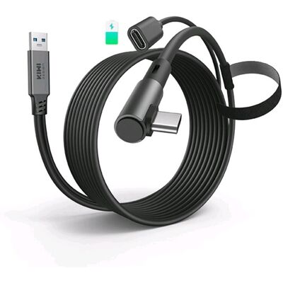 Kiwi Design Charging Link Cable 5m for Quest 3/2/1/Pro and Pico 4, Black Kiwi Design Charging Link Cable 5m for Quest 3/2/1/Pro and Pico 4, Black