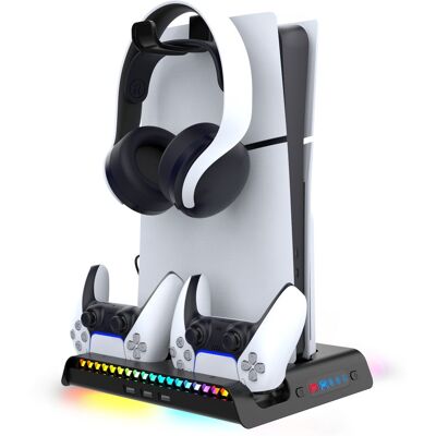 iPega P5S006 Multifunkciós PS5 Slim RGB töltőállvány hűtéssel, fekete iPega P5S006 Multifunkciós PS5 Slim RGB töltőállvány hűtéssel, fekete