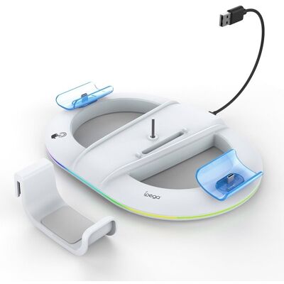 iPega P5S045 Függőleges PS5/PS5 Slim/PS5 Pro RGB töltőállvány, fehér iPega P5S045 Függőleges PS5/PS5 Slim/PS5 Pro RGB töltőállvány, fehér