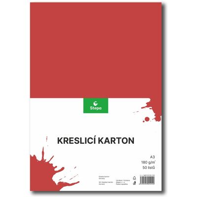 STEPA rajzoló karton A3, 50 lap, 180g/m2, piros STEPA rajzoló karton A3, 50 lap, 180g/m2, piros