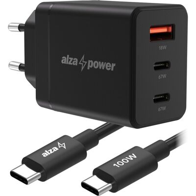 AlzaPower Fast Charge SZETT G611CCA (67W + USB-C/C 100W Cable) Fekete AlzaPower Fast Charge SZETT G611CCA (67W + USB-C/C 100W Cable) Fekete