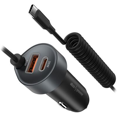 AlzaPower autós töltő X565 USB-A + USB-C + kábel Power Delivery 65W ezüst AlzaPower autós töltő X565 USB-A + USB-C + kábel Power Delivery 65W ezüst